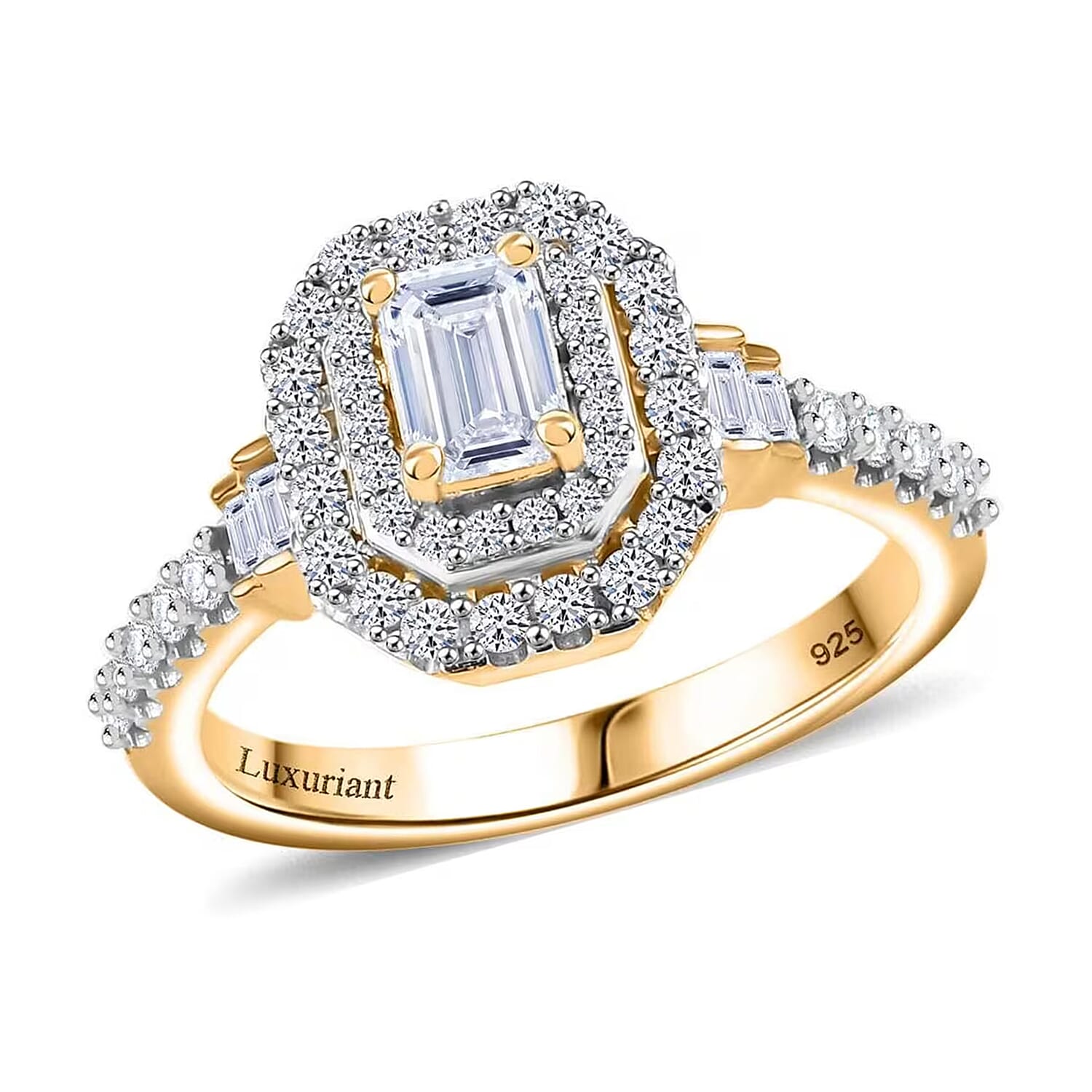 Luxuriant Lab Grown Diamond SI 1.00 ctw Ring in 18K Vermeil Yellow Gold Over Sterling Silver (Size 7.0)