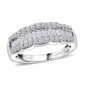 Luxuriant Lab Grown Diamond (SI) Scalloped Ring in Rhodium Over Sterling Silver (Size 10.0) 1.00 ctw - Sticky add to cart bar