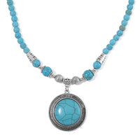Blue Howlite 125.00 ctw Necklace in Silvertone 20-22 Inches
