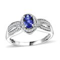 AAA Tanzanite, Moissanite Ring in Rhodium Over Sterling Silver (Size 10.0) 0.80 ctw - Sticky add to cart bar