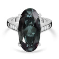 Alexandrite Quartz Triplet and White Zircon 9.60 ctw Ring in Rhodium Over Sterling Silver (Size 5.5) - Sticky add to cart bar