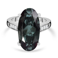 Alexandrite Quartz Triplet and White Zircon 9.60 ctw Ring in Rhodium Over Sterling Silver (Size 5.5)