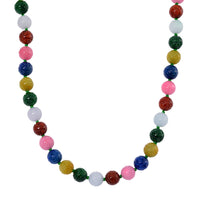 Multi Color Jade Beaded Necklace (20 Inches) in Rhodium Over Sterling Silver 570.00 ctw