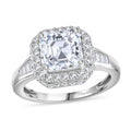 Squartuguese Cut Moissanite (Oct 8x8mm) Ring in Rhodium Over Sterling Silver (Size 10.0) 3.75 ctw - Sticky add to cart bar