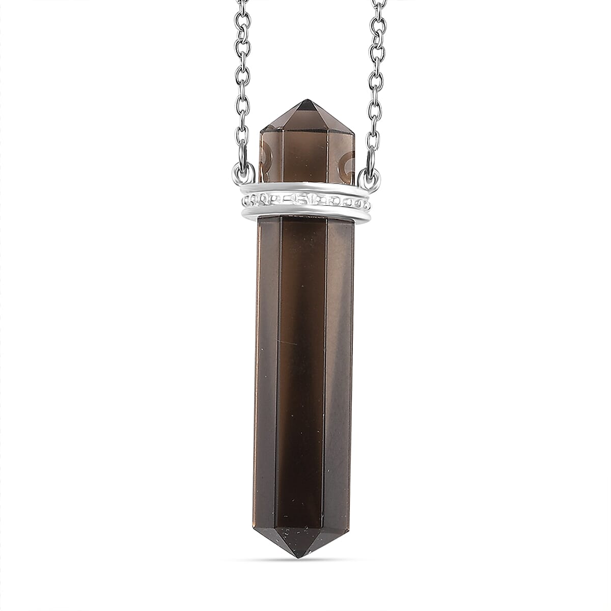 D'Joy Brazilian Smoky Quartz 19.75 ctw Fancy Necklace in Stainless Steel 18 Inches