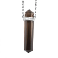 D'Joy Brazilian Smoky Quartz 19.75 ctw Fancy Necklace in Stainless Steel 18 Inches