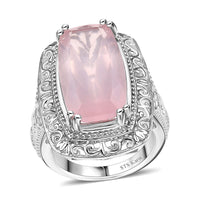 Karis Galilea Rose Quartz 12.70 ctw Ring in Platinum Bond