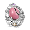 Karis Rhodonite and Multi Gemstone 15.30 ctw Ring in Platinum Bond (Size 10.0) - Sticky add to cart bar