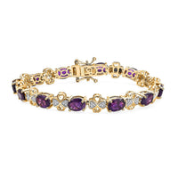 GP Amore Collection African Amethyst and White Zircon 8.90 ctw Bracelet in 18K Vermeil Yellow Gold Over Sterling Silver (6.50 In)