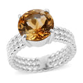 Brazilian Citrine Solitaire Ring in Stainless Steel (Size 10.0) 3.50 ctw - Sticky add to cart bar
