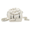 White Crocodile Embossed Faux Leather Jacket Bag (7.48"x4.33"x7.48") - Sticky add to cart bar