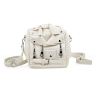 White Crocodile Embossed Faux Leather Jacket Bag (7.48"x4.33"x7.48")