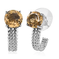Brazilian Citrine J Hoop Earring in Stainless Steel 3.80 ctw