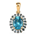 Luxoro Premium Betroka Blue Apatite, Blue and White Diamond (I2) 2.40 ctw Ocean Bloom Pendant without Chain in 10K Yellow Gold - Sticky add to cart bar