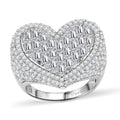 GP Amore Collection White Zircon Heart Ring in Rhodium Over Sterling Silver (Size 7.0) 5.00 ctw - Sticky add to cart bar