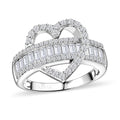 GP Amore Collection Moissanite and Multi Gemstone 1.65 ctw Heart Ring in Rhodium Over Sterling Silver - Sticky add to cart bar