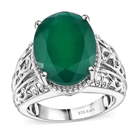 Karis Green Onyx 7.70 ctw Ring in 18K YG Plated and Platinum Bond (Size 10.0)