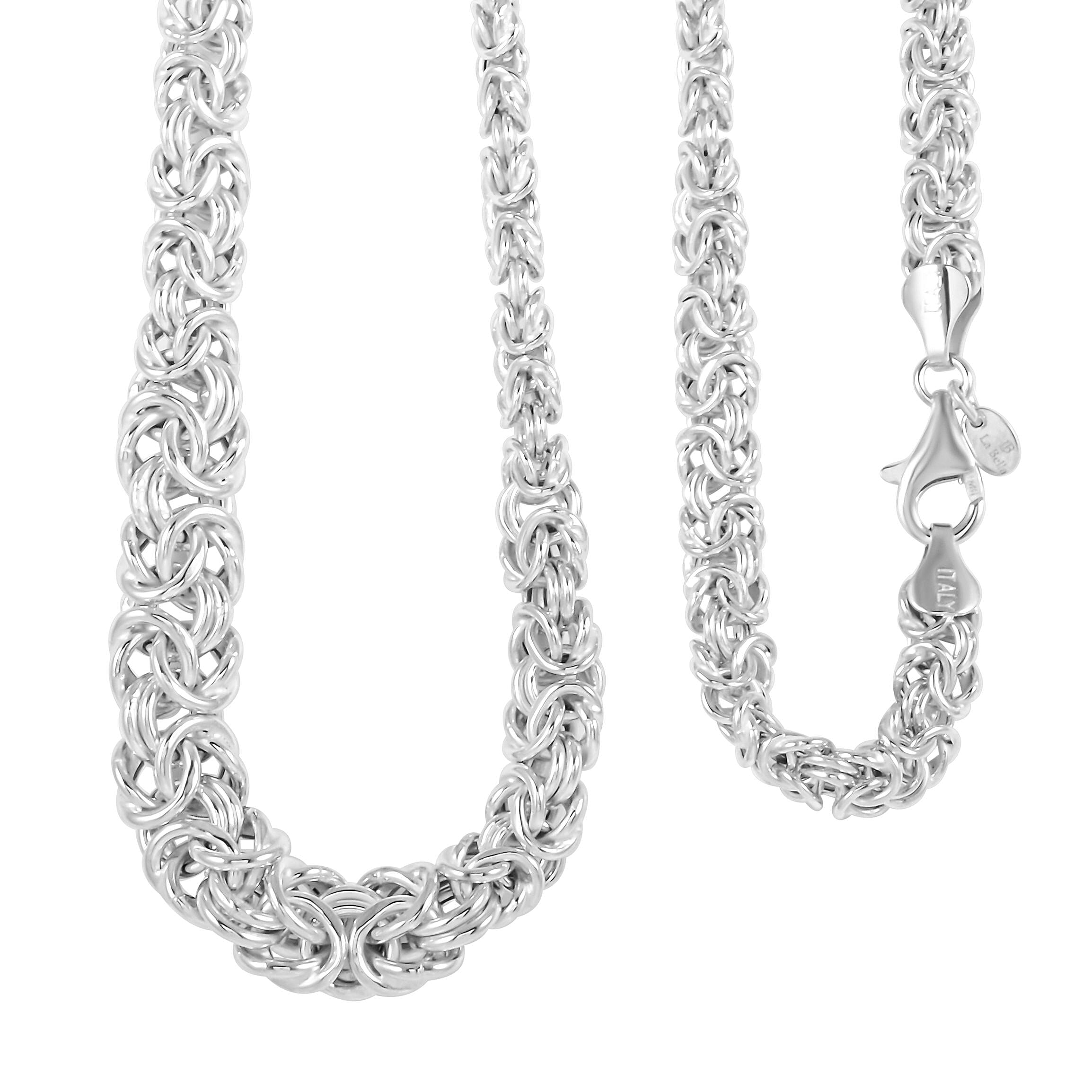 Italian La Bella Byzantine Chain Necklace in Sterling Silver 22 Inches 28.32 Grams