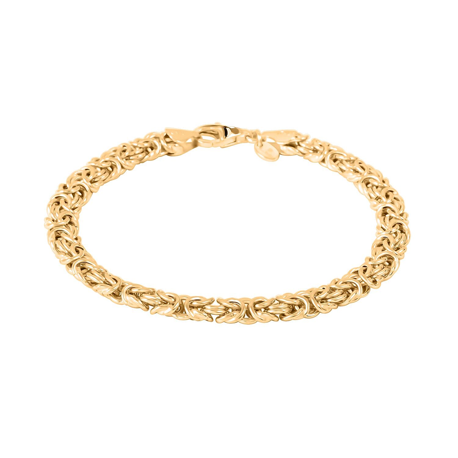 Italian La Bella Byzantine Chain Bracelet in 14K Yellow Gold Over Sterling Silver (8.00 In) 11.60 Grams