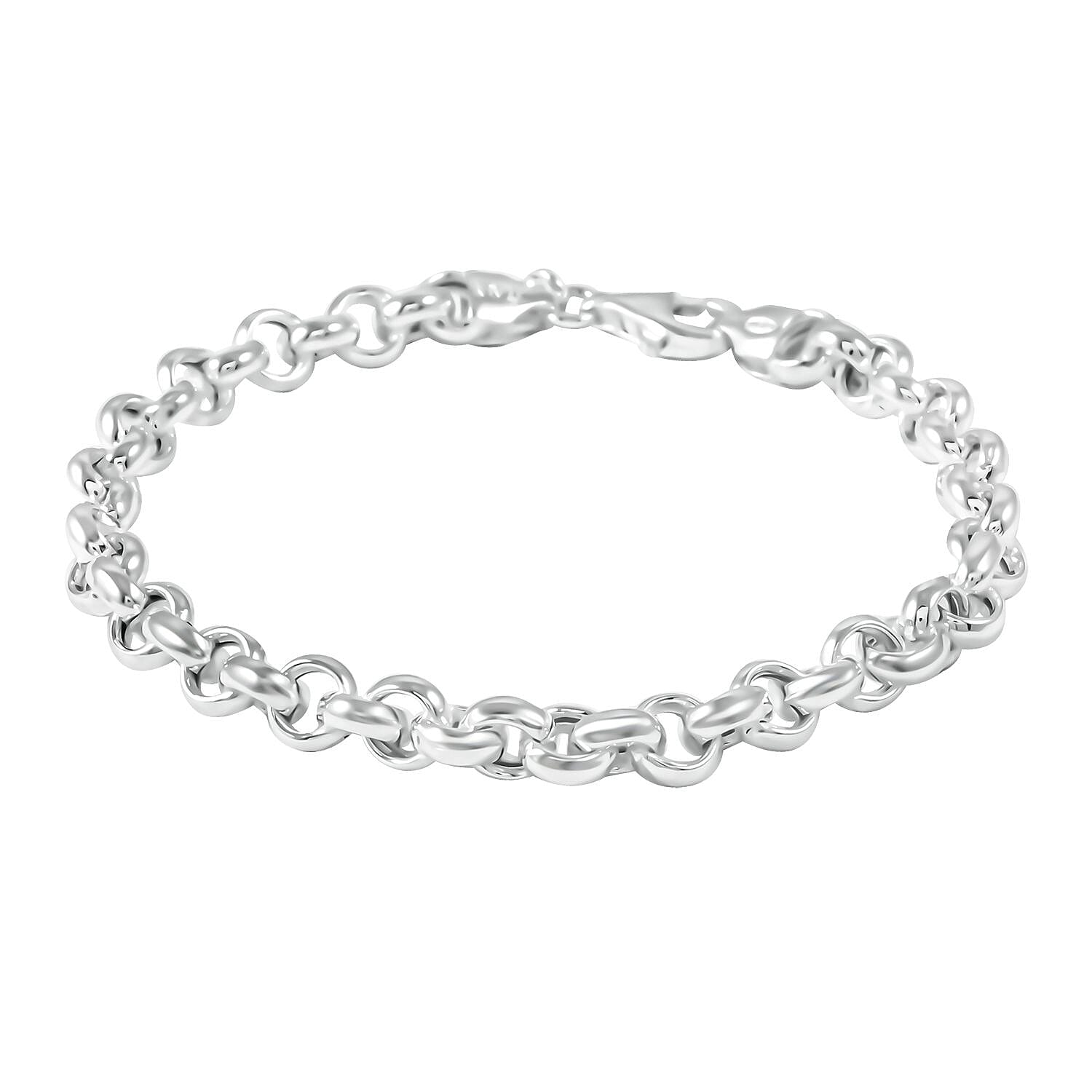 Italian La Bella Rolo Chain Bracelet in Sterling Silver (8.00 In) 9.09 Grams