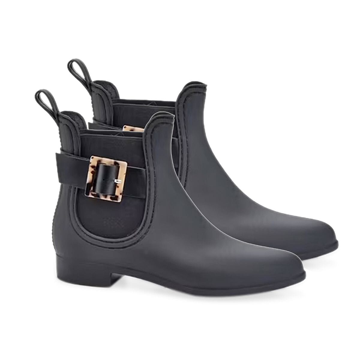 Henry Ferrera Black Clarity Turtle Shell Buckle Ankle Boot- Size 6