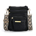 Black Multiple Pockets Faux Leather Crossbody Bag (7.48"x8.7") with Shoulder Strap - Sticky add to cart bar
