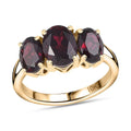 Luxoro Premium Anthill Garnet 3.40 ctw Trilogy Ring in 10K Rose Gold (Size 10.0) - Sticky add to cart bar