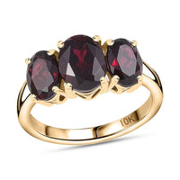 Luxoro Premium Anthill Garnet 3.40 ctw Trilogy Ring in 10K Rose Gold (Size 10.0)