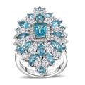 Premium Betroka Blue Apatite, White Zircon Ring in Rhodium Over Sterling Silver (Size 7.0) 7.00 ctw - Sticky add to cart bar