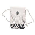 Brown Faux Leather Rhombus Pattern Tassel Crossbody Bag with Shoulder Strap - Sticky add to cart bar