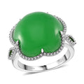 TLV Green Jade, Chrome Diopside Cherry Blossom Ring in Rhodium Over Sterling Silver (Size 10.0) 15.80 ctw - Sticky add to cart bar