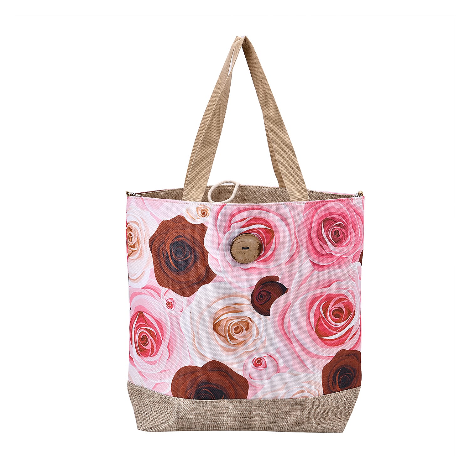 Multi Color Round Ethnic Pattern 100% Polyester Tote Bag (12.79"x5.51"x15.55")