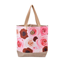 Multi Color Round Ethnic Pattern 100% Polyester Tote Bag (12.79"x5.51"x15.55")