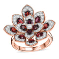 Premium Anthill Garnet, White Zircon Bellflower Ring in 18K Vermeil RG Over Sterling Silver (Size 10.0) 3.40 ctw - Sticky add to cart bar