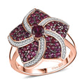 Premium Anthill Garnet, White Zircon Whirl Ring in 18K Vermeil RG Over Sterling Silver (Size 10.0) 1.90 ctw - Sticky add to cart bar