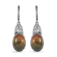Script Stone and Brazilian Citrine 10.85 ctw Lever Back Earrings in Stainless Steel