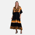 Black Baroque Bohemian Style V-neck Maxi Dress - One Size Fits Most - Sticky add to cart bar