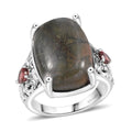 Karis Venus Jasper and Mozambique Garnet 14.30 ctw Ring in Platinum Bond (Size 10.0) - Sticky add to cart bar