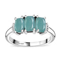 Grandidierite, White Diamond Trilogy Ring in Rhodium Over Sterling Silver (Size 10.0) 1.90 ctw - Sticky add to cart bar