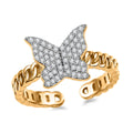GP Trionfo Collection Diamond Butterfly Ring in 18K Vermeil YG Over Sterling Silver (Size 10.0) (Del. in 8-10 Days) 0.33 ctw - Sticky add to cart bar