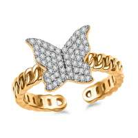 GP Trionfo Collection Diamond Butterfly Ring in 18K Vermeil YG Over Sterling Silver (Size 10.0) (Del. in 8-10 Days) 0.33 ctw