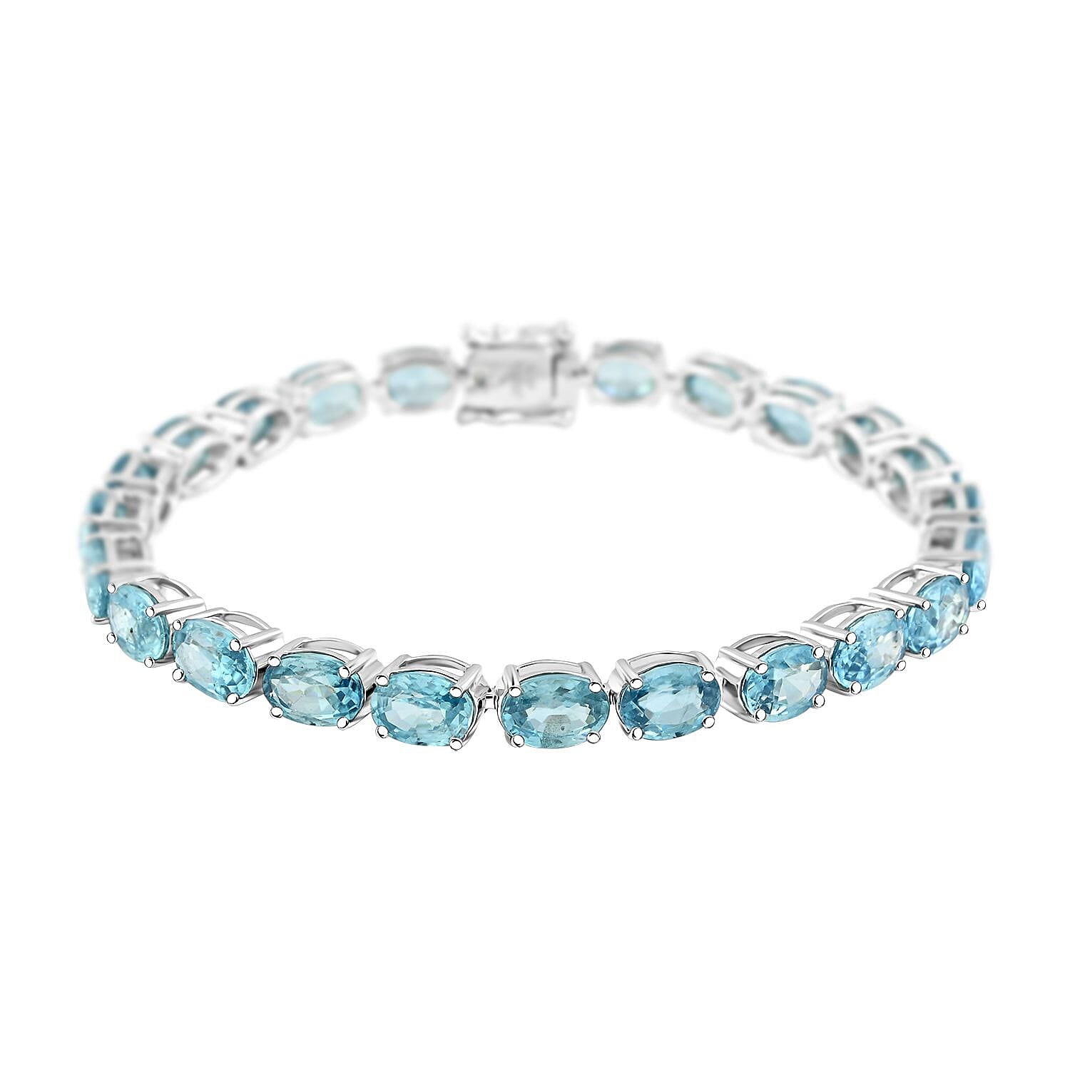 Cambodian Blue Zircon 30.00 ctw Bracelet in Sterling Silver (8.00 In)