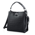 Black Genuine Leather Crossbody Bag (8.86"x4.72"x9.05") with Shoulder Strap - Sticky add to cart bar