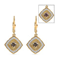 D'Joy AAA Asscher Cut Turkizite and Multi Gemstone 1.90 ctw Radiant Blossom Dangling Earrings in 18K Vermeil Yellow Gold Over Sterling Silver - Sticky add to cart bar