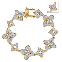 AAA Turkizite, White Zircon Bracelet in 18K Vermeil YG Over Sterling Silver (8.00 In) 8.75 ctw
