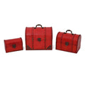 Set of 3 Wooden Treasure Chest Storage Box - Red (8.66x6.10x6.70, 7.10x4.72x4.72, 5.51x3.74x3.15) - Sticky add to cart bar