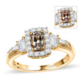AAA Turkizite and White Zircon 1.65 ctw Ring in 18K Vermeil Yellow Gold Over Sterling Silver (Size 10.0) - Sticky add to cart bar