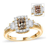 AAA Turkizite and White Zircon 1.65 ctw Ring in 18K Vermeil Yellow Gold Over Sterling Silver (Size 10.0)
