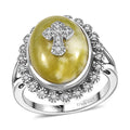 Connemara Marble, White Zircon Fancy Ring in Platinum Over Sterling Silver (Size 8.0) 11.50 ctw - Sticky add to cart bar