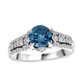 Luxuriant Lab Grown Blue Diamond (IR) and Lab Grown White Diamond VS-SI 2.00 ctw Azure Crown Ring in Platinum Over Sterling Silver - Sticky add to cart bar